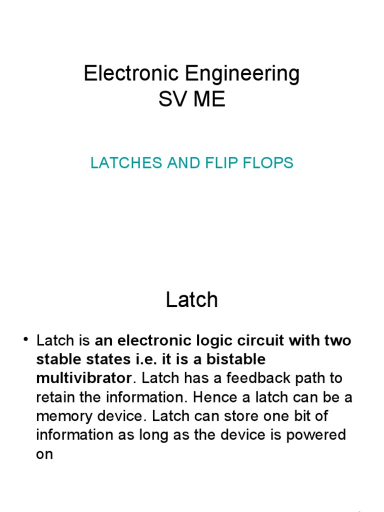 Latches and Flip Flops PDF Digital Technology Digital Electronics
