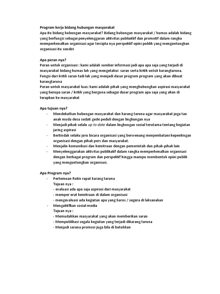 Proker Humas Karang Taruna 2023 | PDF