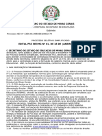 PROCESSO SELETIVO SIMPLIFICADO -EDITAL PSS SEE-MG Nº 01-23 - Public 19-01-23
