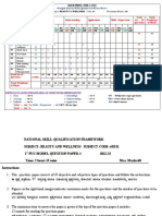 Blue Print for 1st PUC Beauty and Wellness NSQF Model Question Paper