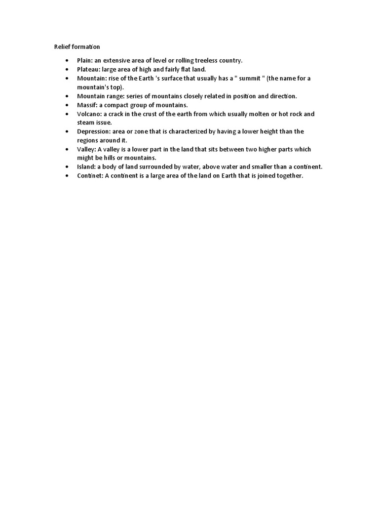 Types of Relief Landforms | PDF | Science & Mathematics