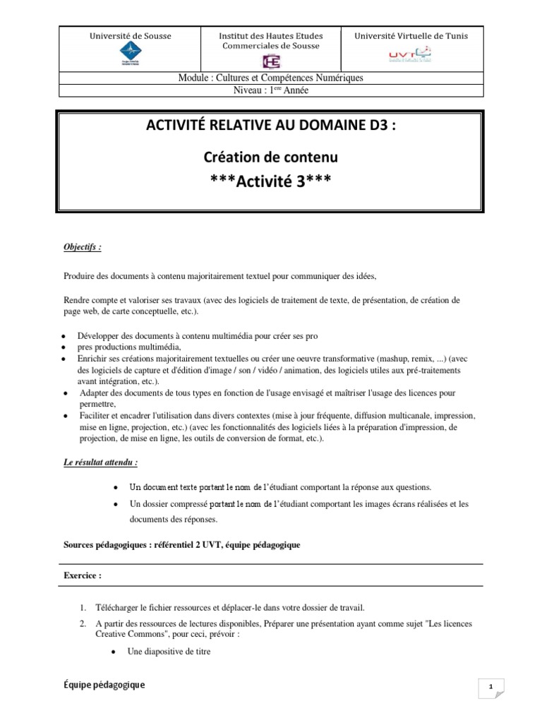 Création de contenu numérique en 1ère année | PDF | Fichier ...