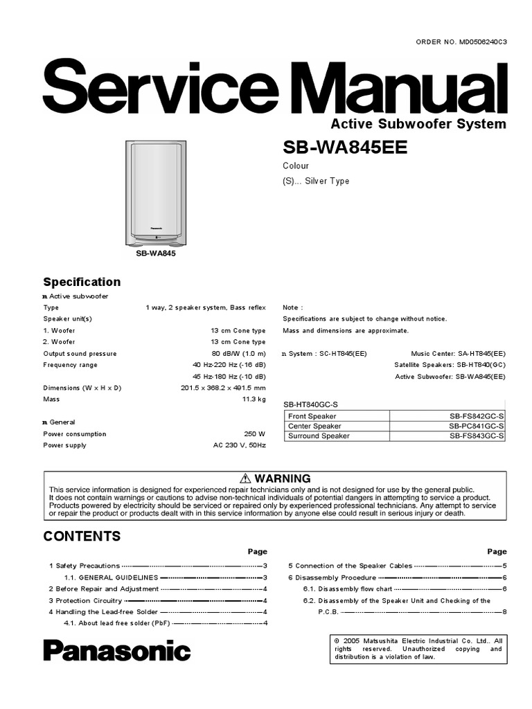 Panasonic sb wa845ee pdf alternating current electrical connector