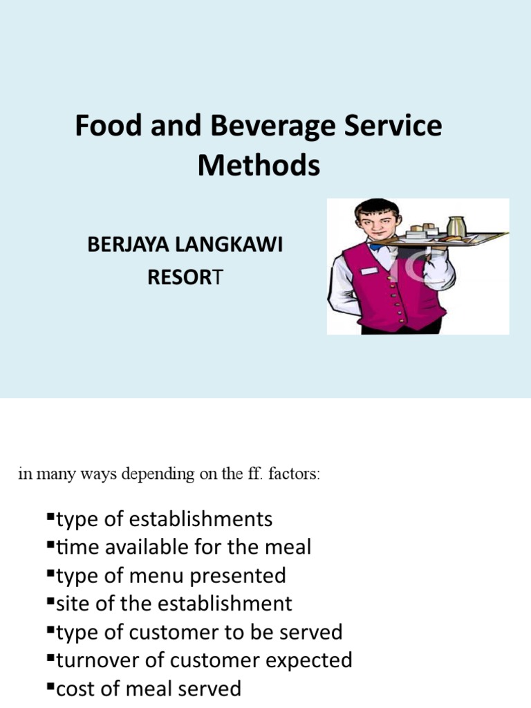 Food and Beverage Service Methods PDF Foodservice Waiting Staff