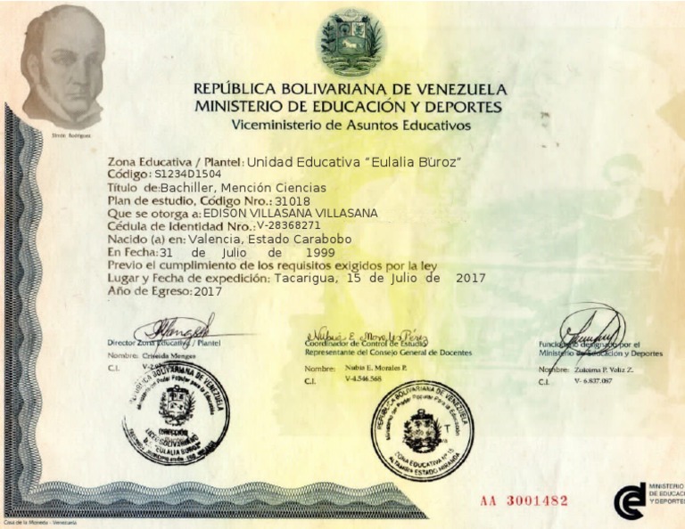 Título de Bachiller en Venezuela | PDF