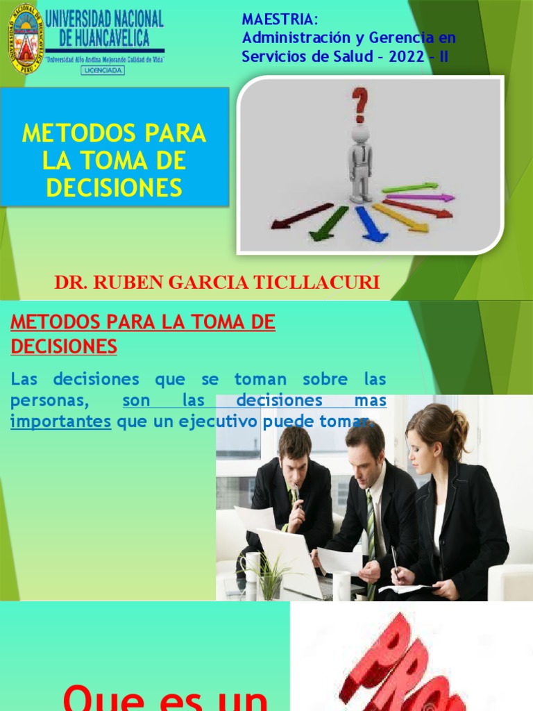 Métodos para La Toma de Decisiones | PDF | Toma de decisiones