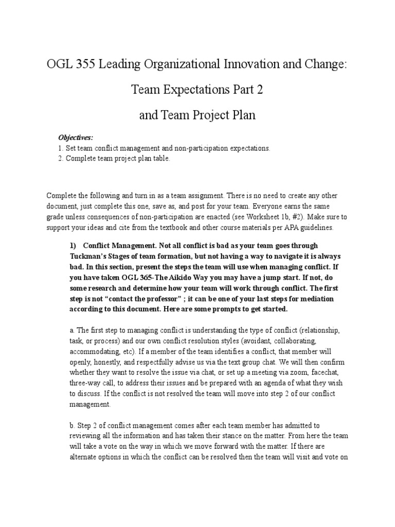 Module 1b team project choosing an organization and team expectations