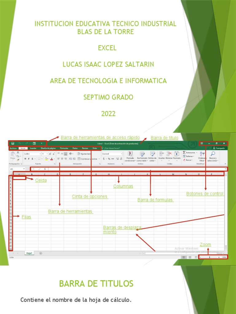 Elementos Clave de Excel para Séptimo Grado | PDF | Hoja de cálculo ...