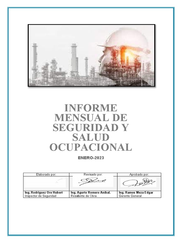 Informe mensual de seguridad y salud ocupacional de Enero 2023 | PDF ...