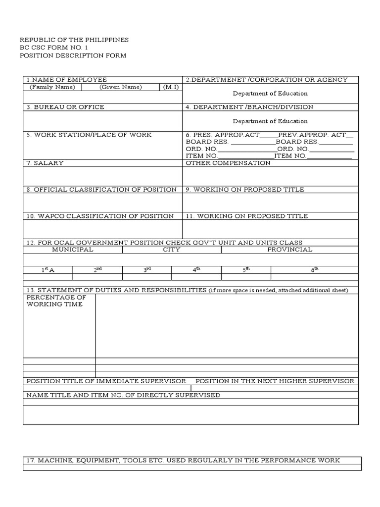 Postion Description Form | PDF | Business