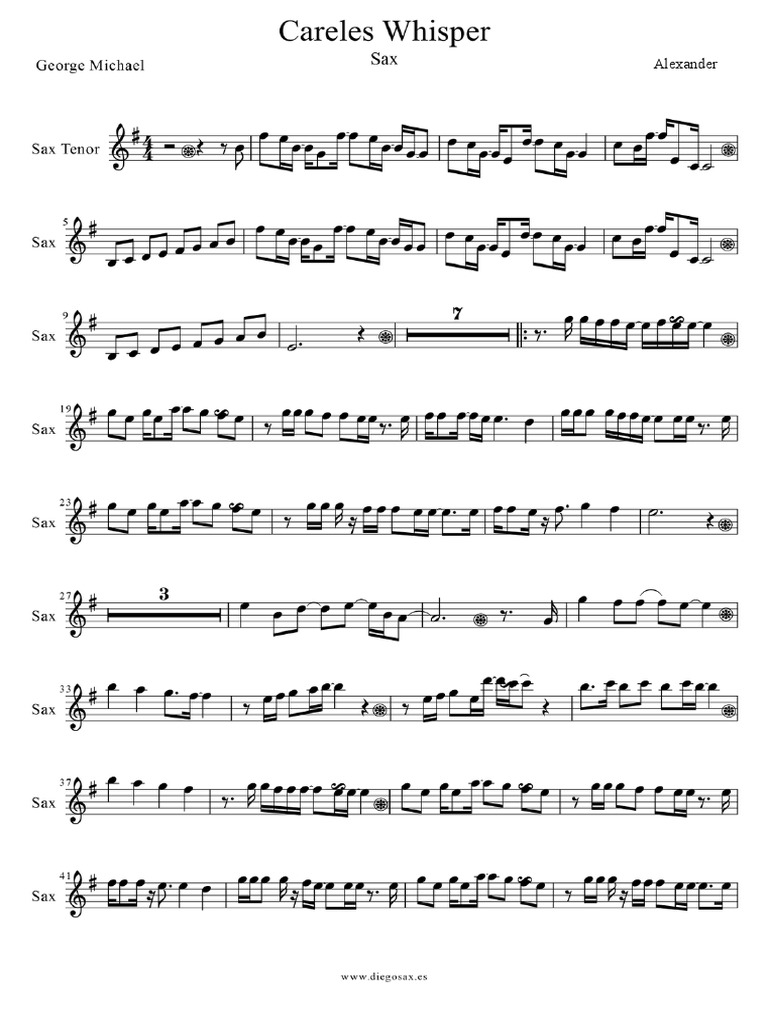 Careless Whisper Saxophone Tenor Alexander PDF