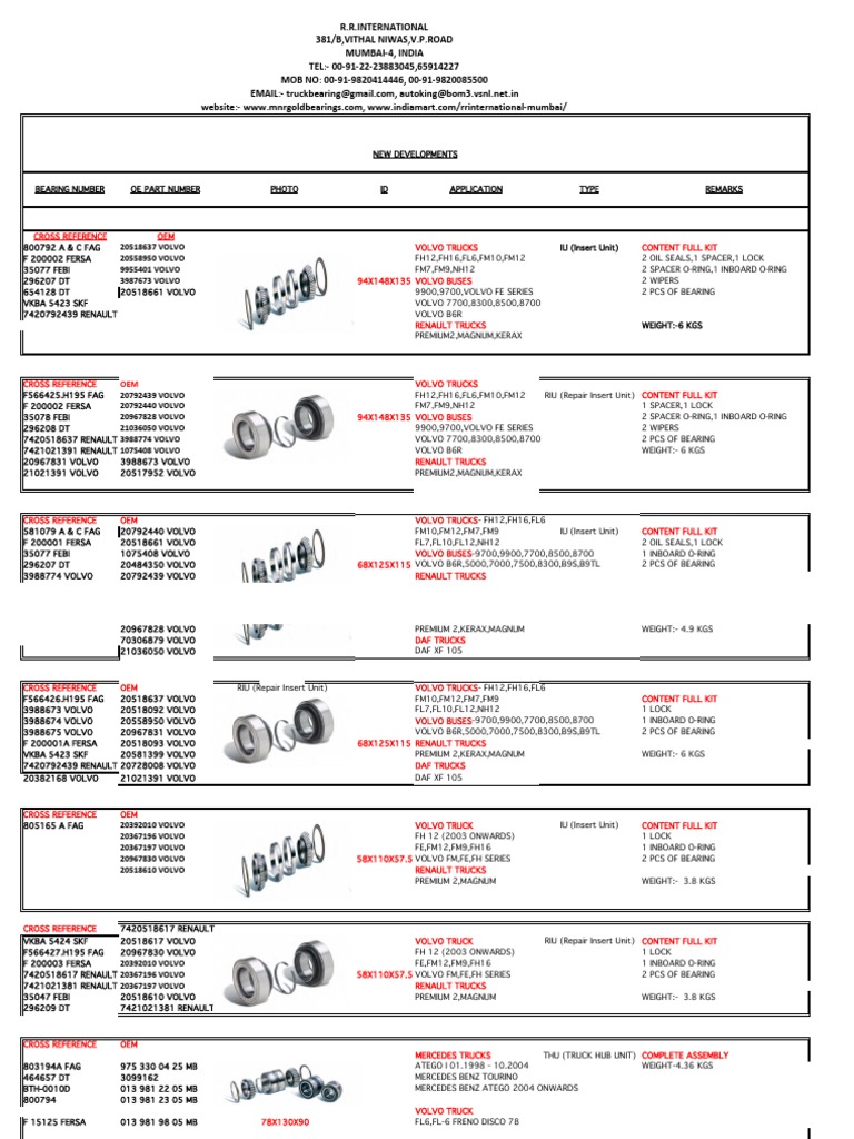 Truck Hub Assembly Cross Reference Guide | PDF | Electric Vehicle ...