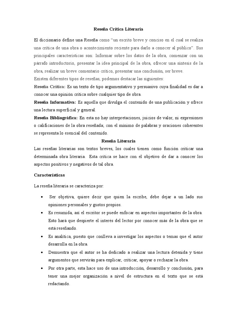 Guía de Reseñas Literarias Críticas | PDF | Autor | Escritores