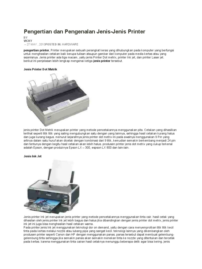 Pengertian dan Jenis Printer | PDF