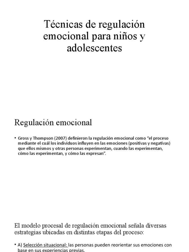 Técnicas de Regulación Emocional para Niños y Adolescentes | PDF ...