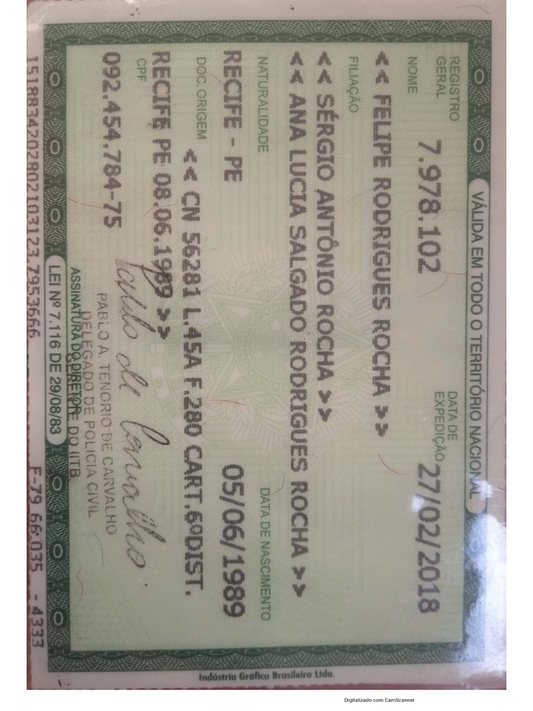 Identificação Proponente RG | PDF