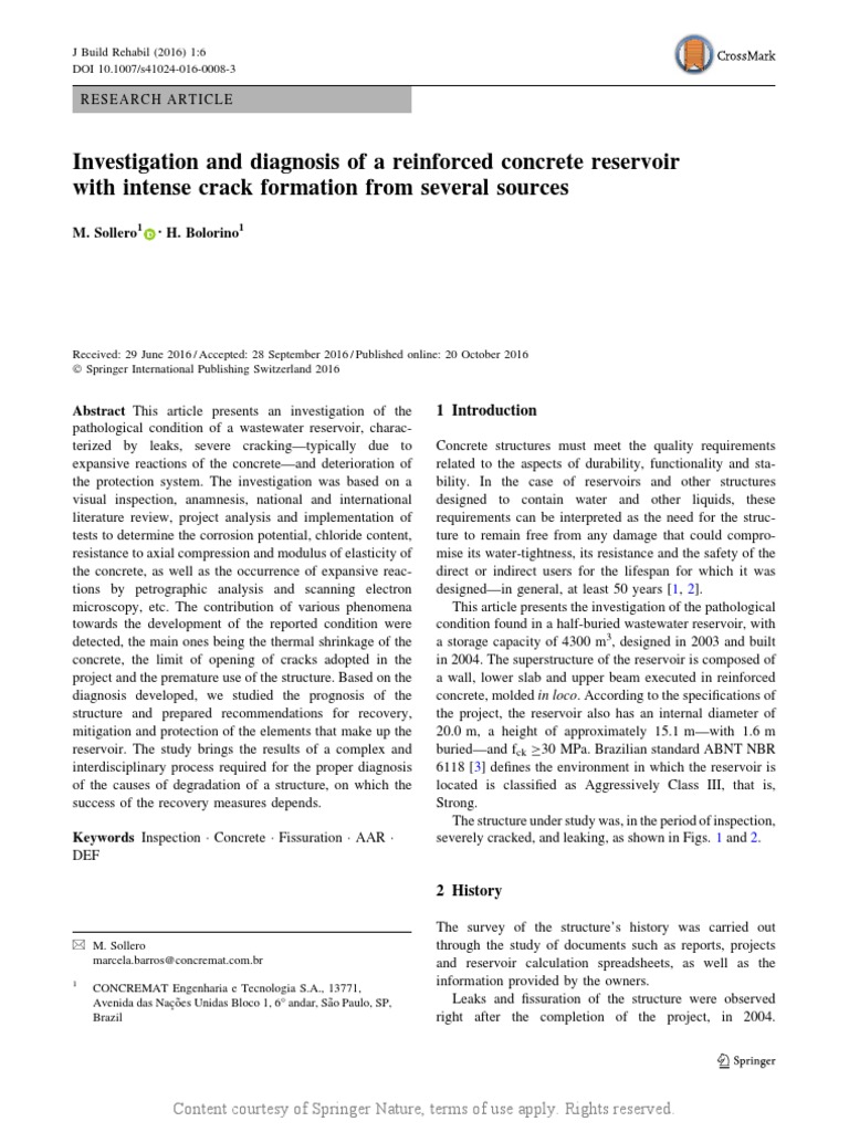 Investigation and Diagnosis of A Reinforced Concrete Reservoir With