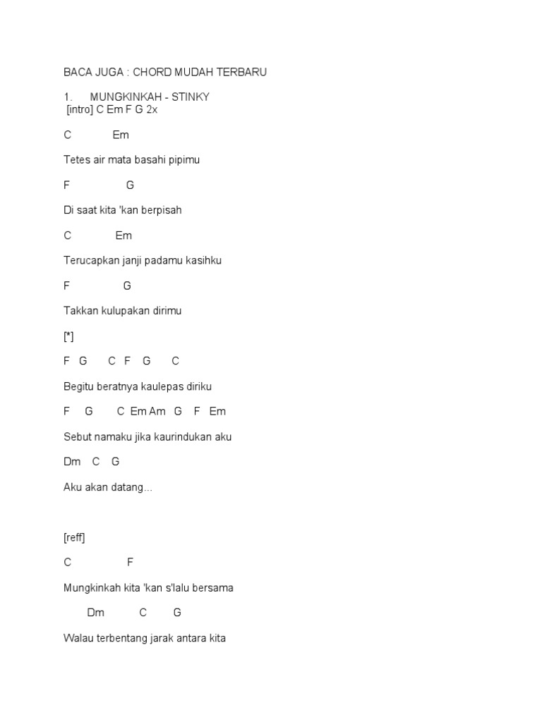 Chord Lagu Cinta dan Kehilangan | PDF