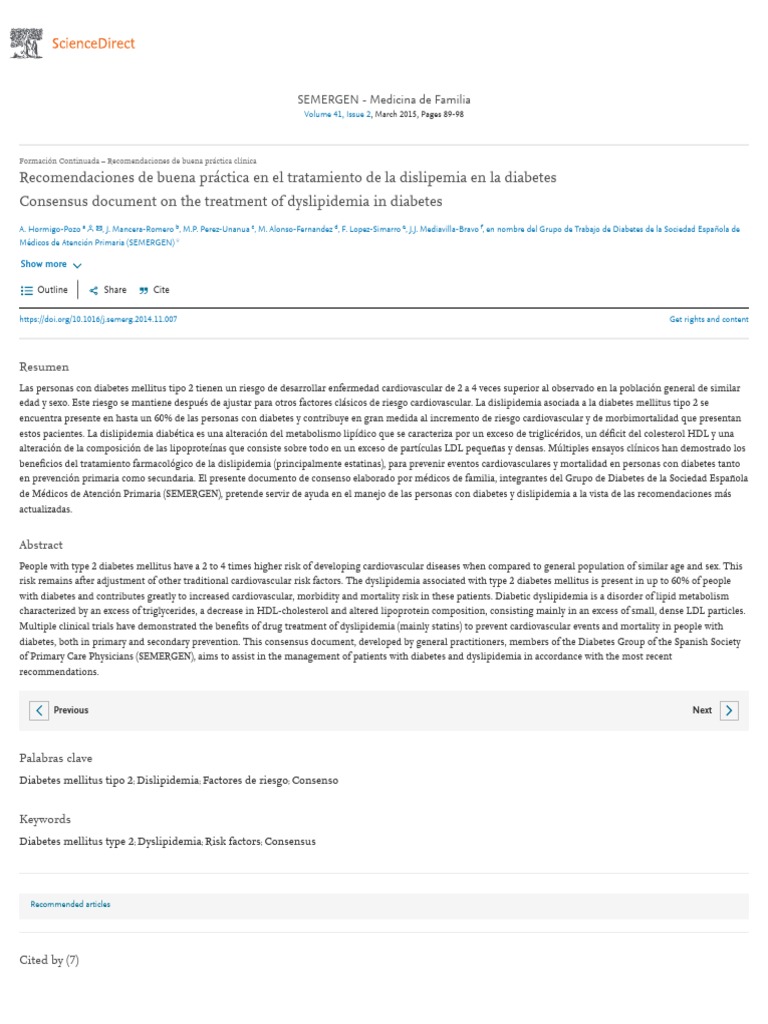 de Buena Práctica en El Tratamiento de La Dislipemia en