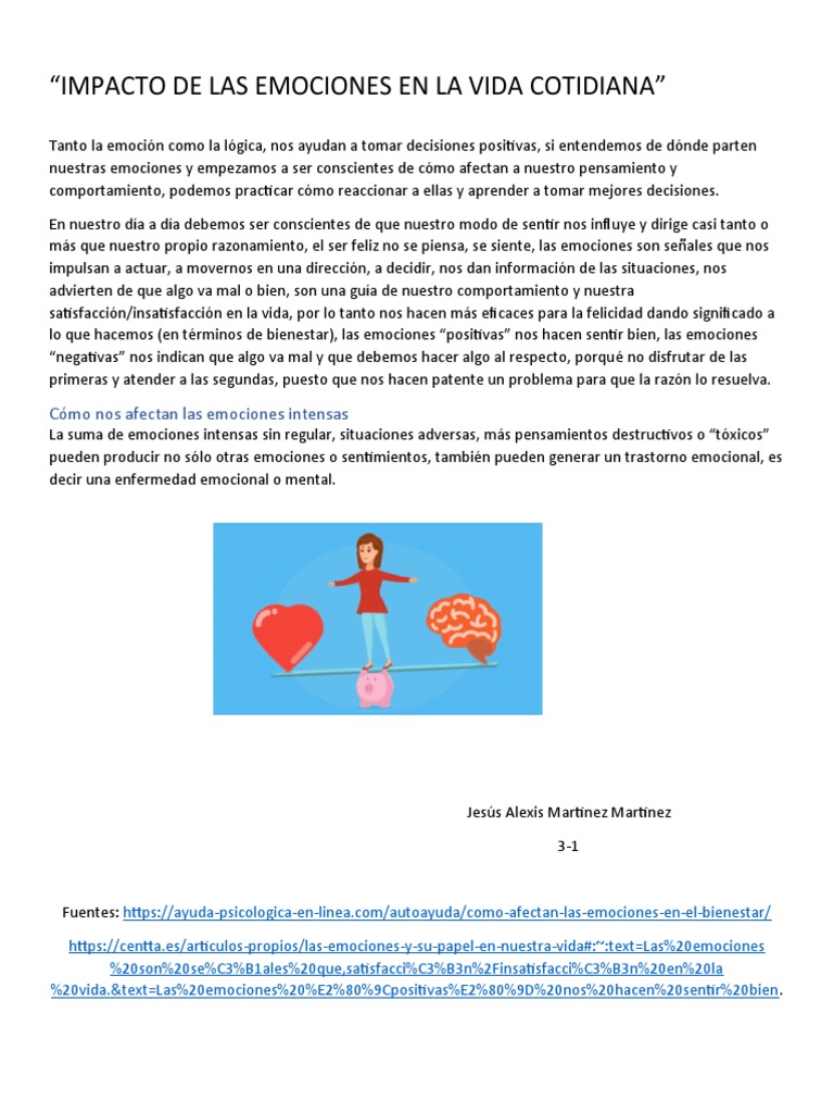 Impacto de Las Emociones en La Vida Cotidiana | PDF | Las emociones ...