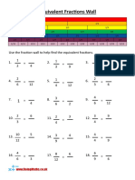 Equivalent Fractions Wall Worksheet