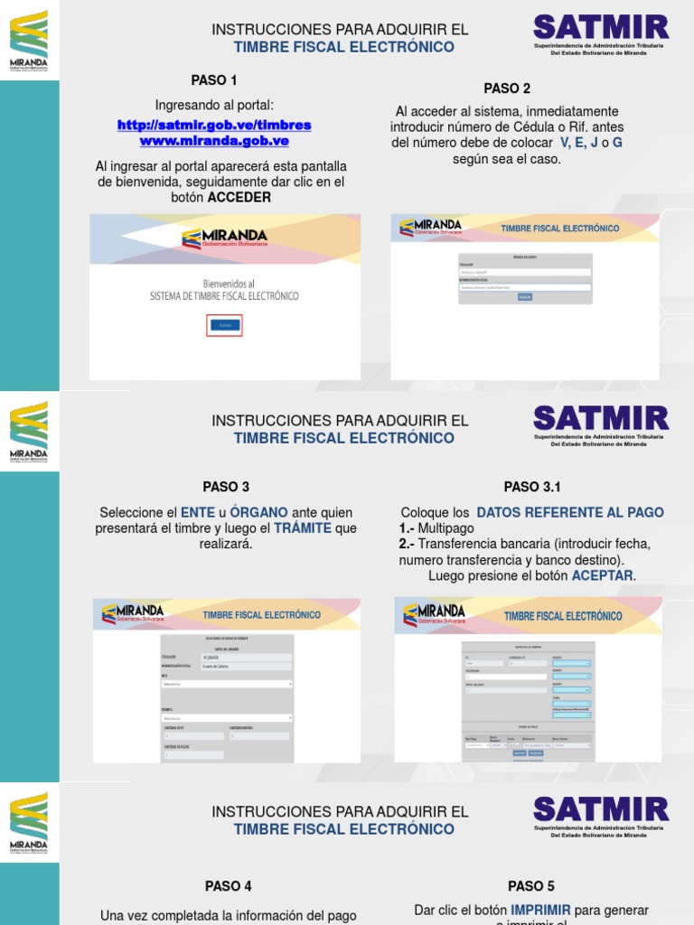 Instrucciones para Timbre Fiscal Electrónico | PDF | Transferencia ...