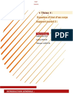 Equation D'état D'un Corps Rapport Partiel 3:: Thème 4