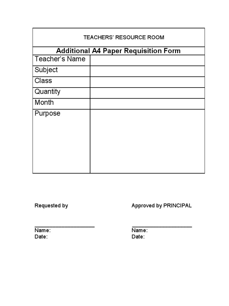 A4 Paper Requisition Form Template | PDF