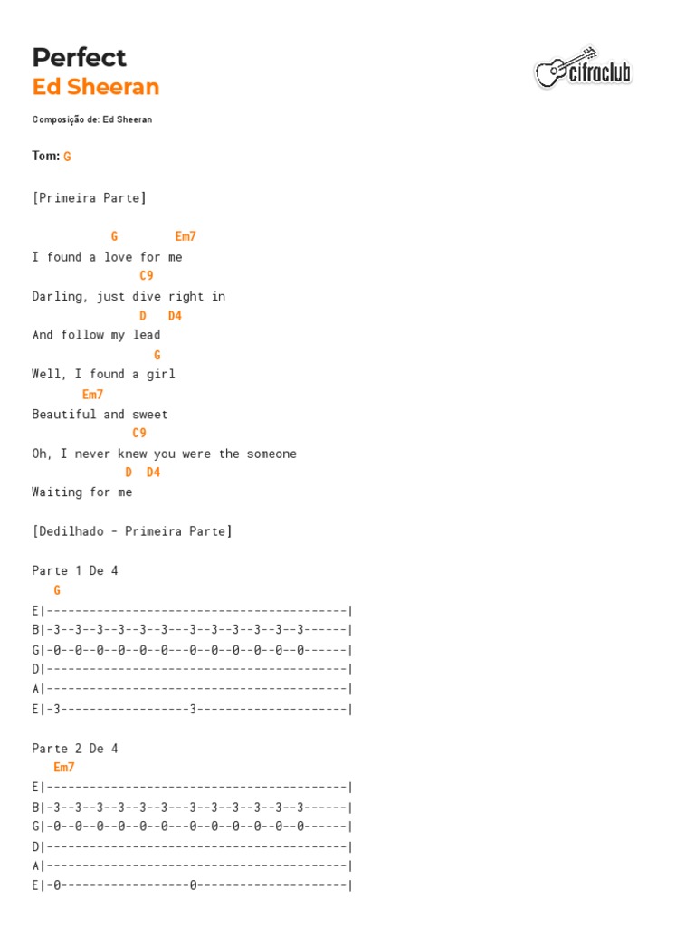 Cifra Club Ed Sheeran Perfect PDF