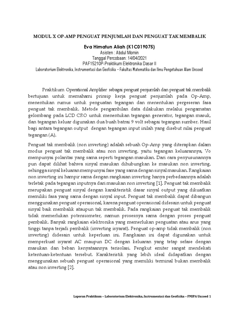 Modul 5 PENGUAT PENJUMLAH DAN PENGUAT TAK MEMBALIK - Eva Himatun Aliah ...
