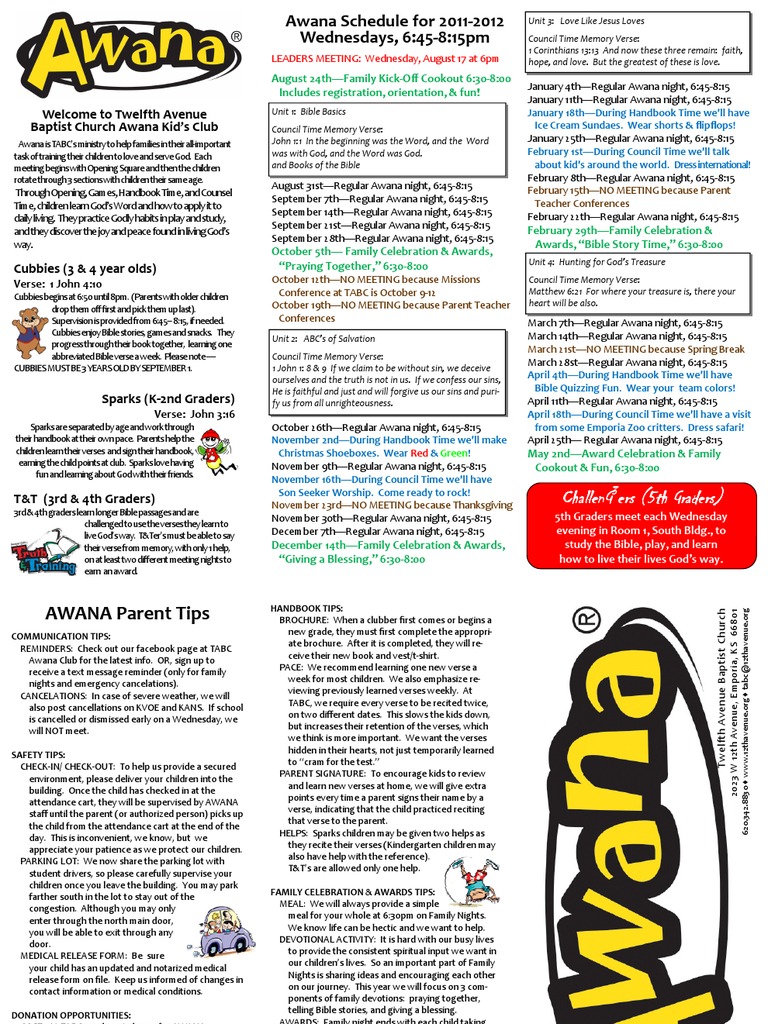 Twelfth Avenue Awana Kid’s Club Guide | PDF | Religious Behaviour And ...