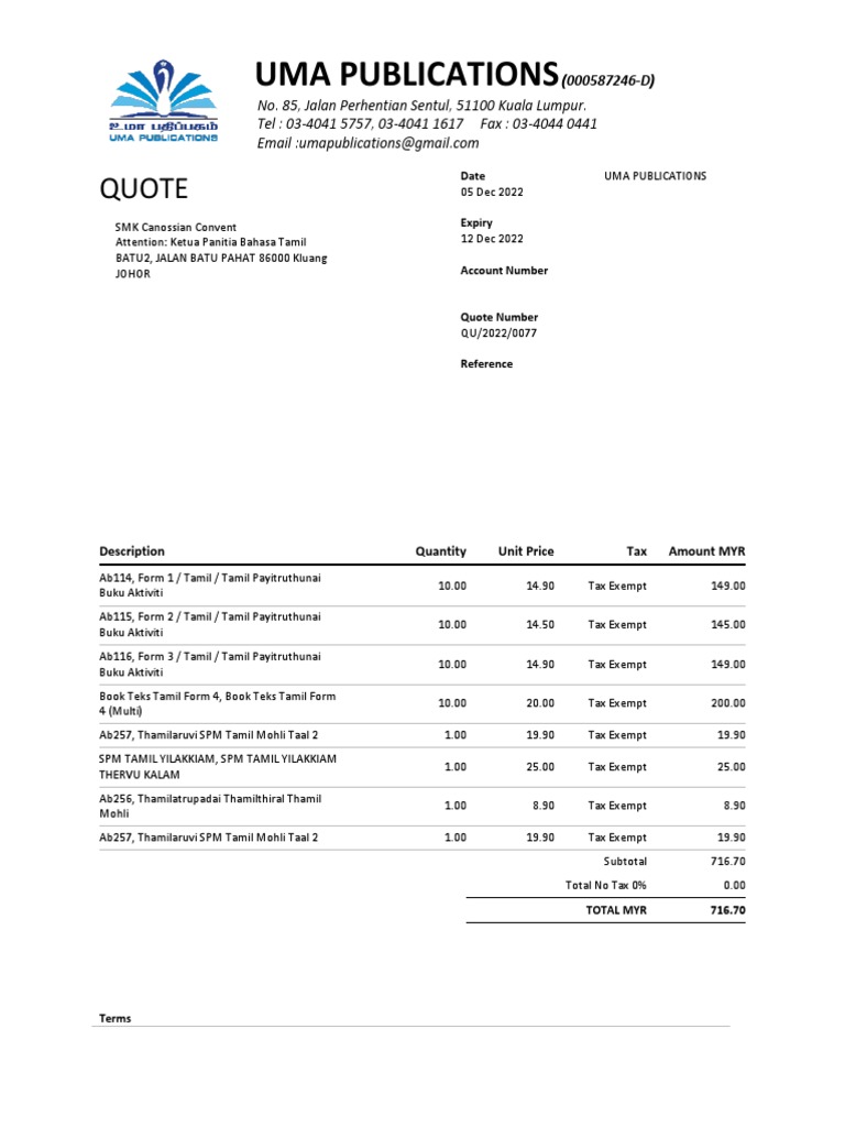 Quote QU20220077 | PDF