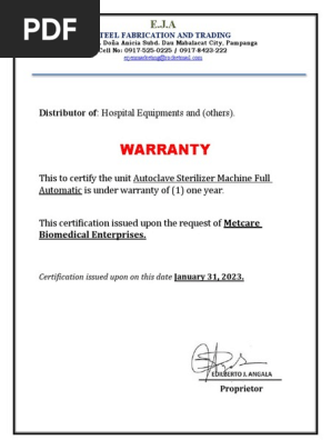 Warranty Certificate