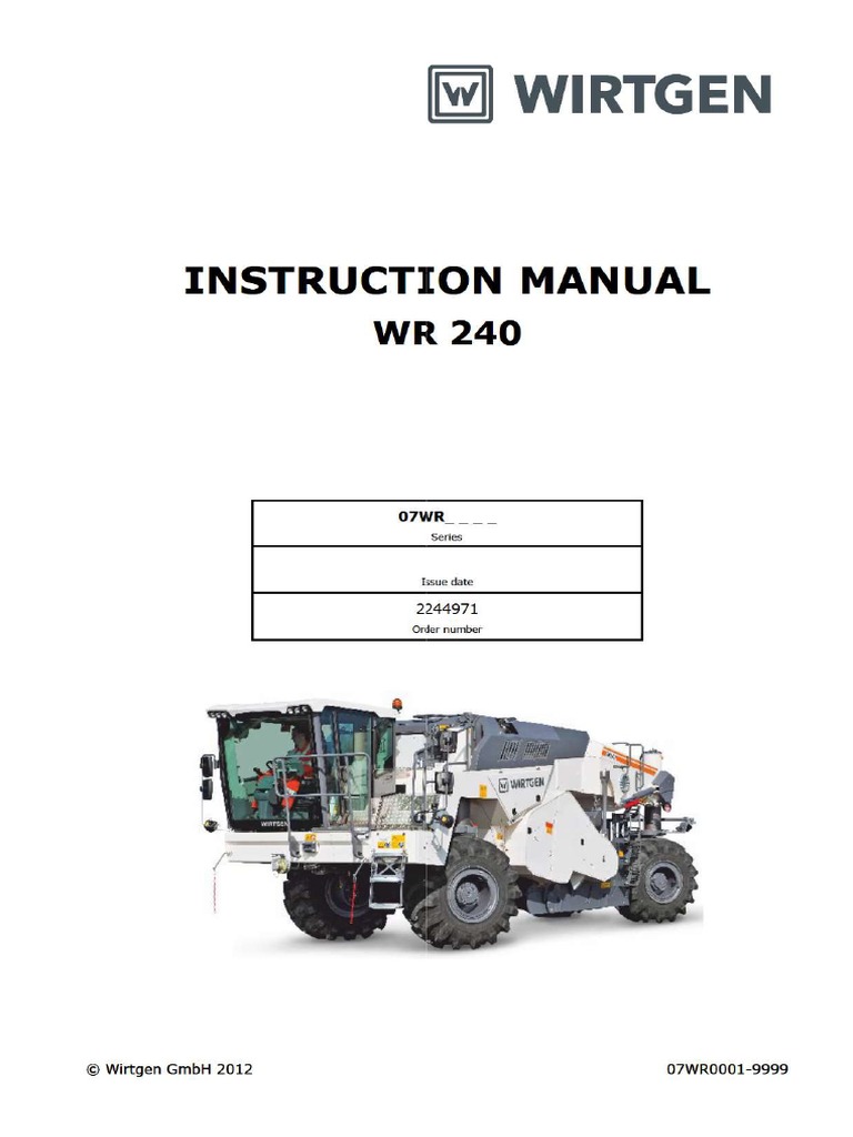 Wirtgen WR240 Instruction Manual | PDF