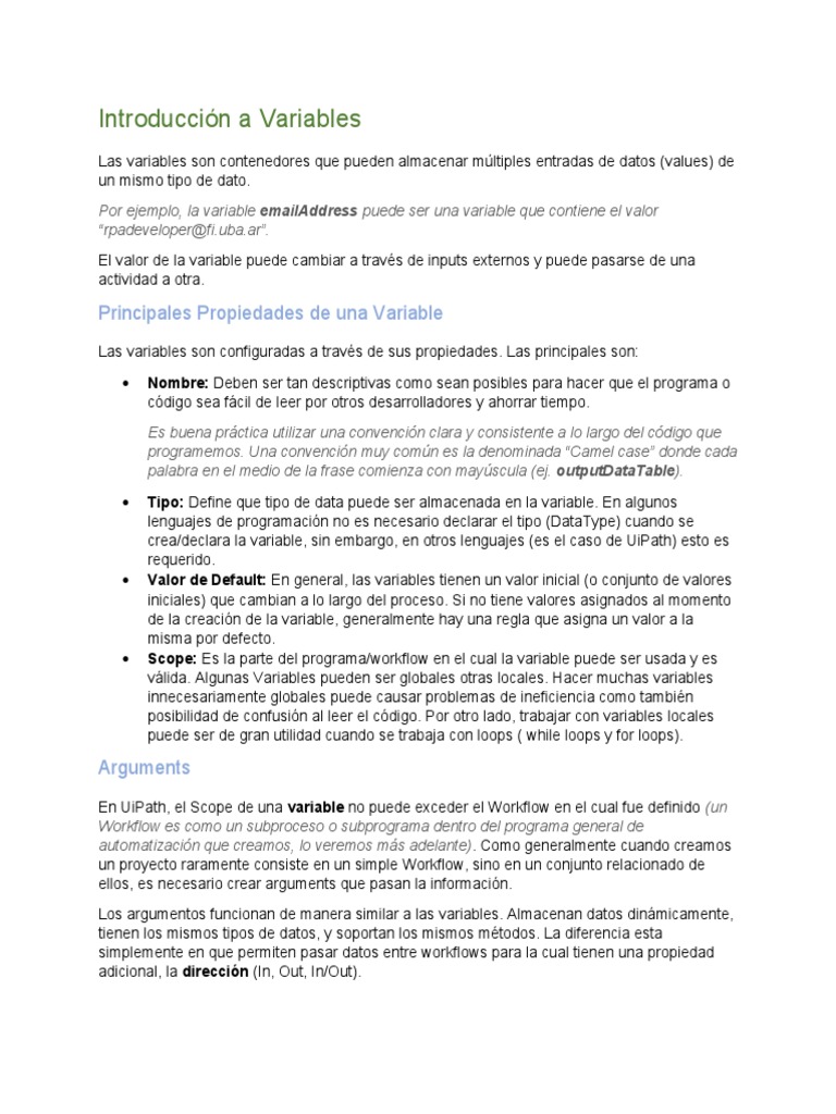 Introducción a Variables en UiPath | PDF | Variable (informática ...