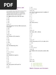 Maths Quiz Questions With Answers