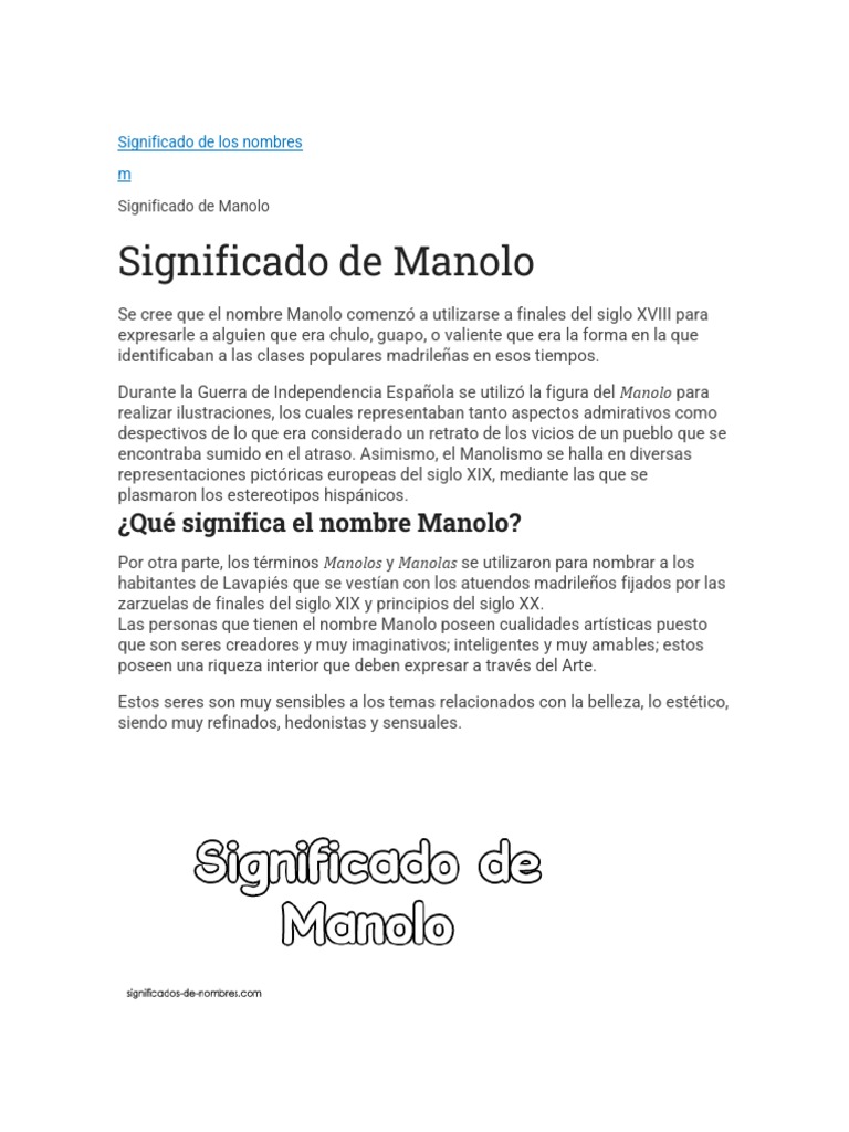 Significado y origen del nombre Manolo | PDF