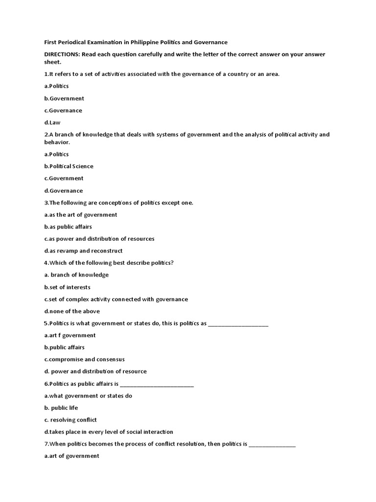 Philippine Politics Exam Review | PDF | Power (Social And Political ...