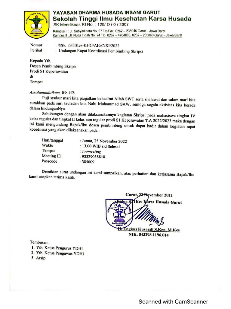 Undangan Rapat Skripsi | PDF