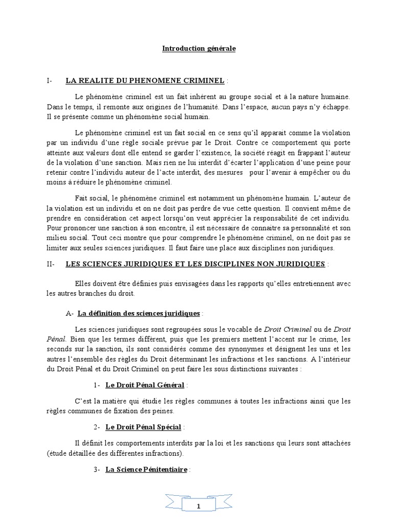 Comprendre le phénomène criminel et le droit pénal | PDF | Loi ...