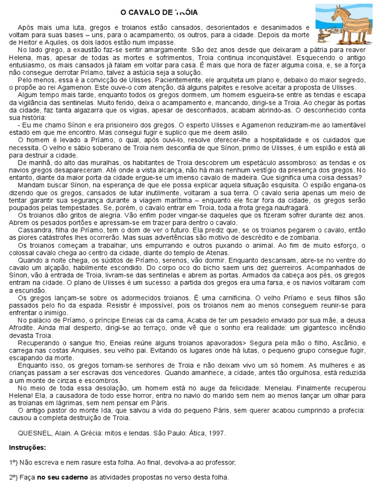 A Lenda Do Cavalo de Tróia, PDF, Ulisses
