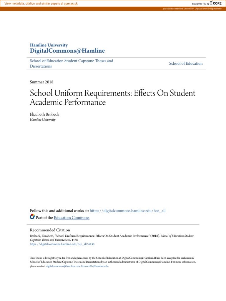School Uniform Requirements Effects On Student PDF Thesis Gang
