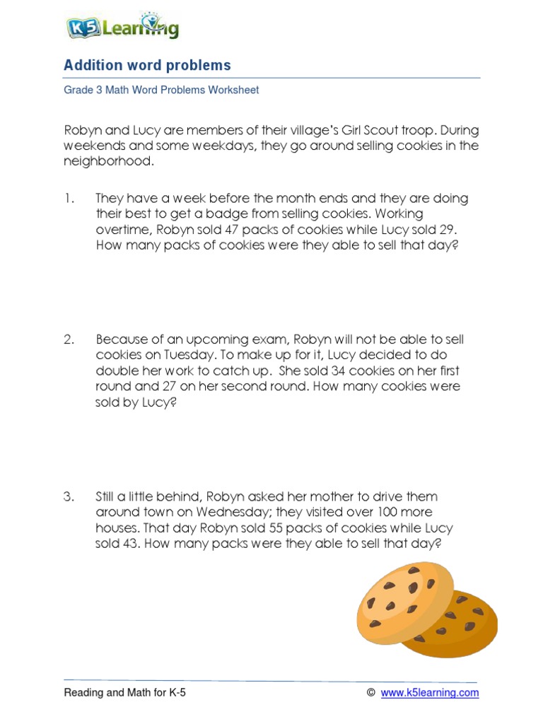Word Problem Grade 3 Addition Word