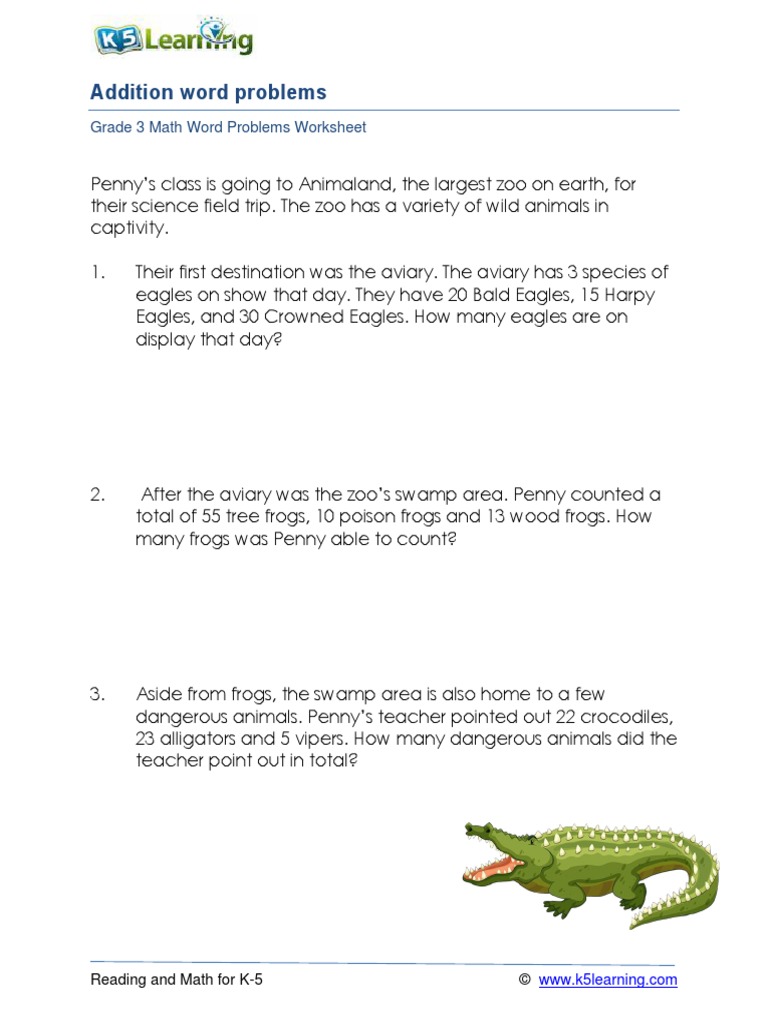 Grade 3 Addition Word Problems A5 | PDF
