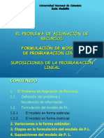 IO1-Clase02 Asignación de Recursos. Formulación. Suposiciones de La P.L. Problema de La Dieta