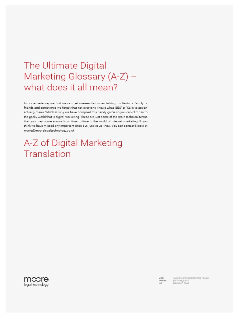 Mlt Digital Marketing Glossary A Z 1 0b Download Free Pdf Websites