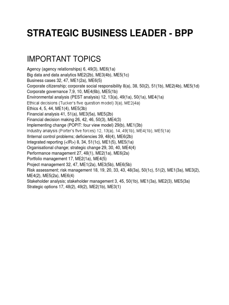 Strategic Business Leader | PDF | Power (Social And Political) | Leadership