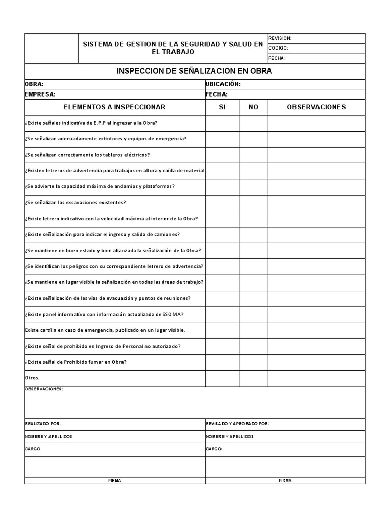 Inspección de Señalización en Obra | PDF