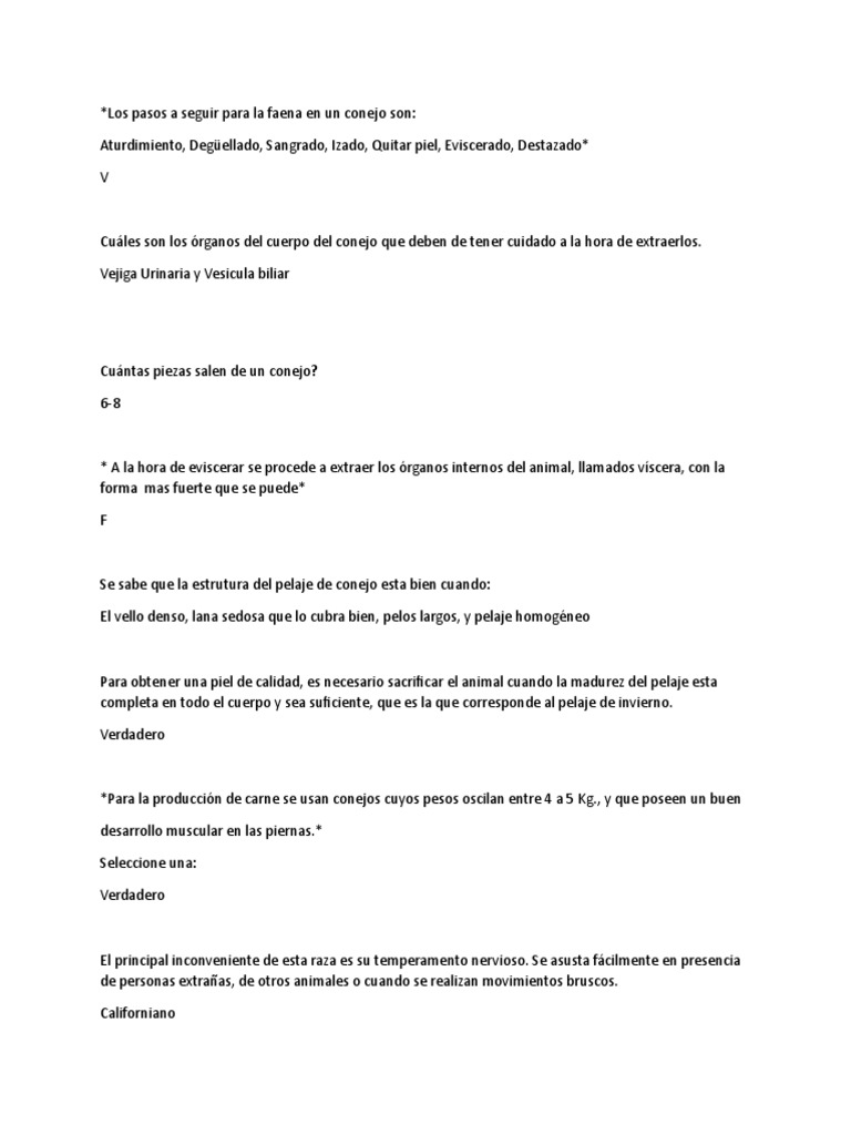 Guía para faenar un conejo | PDF