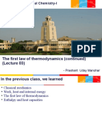 The First Law of Thermodynamics (Continued) (Lecture 03) : - Prashant Uday Manohar